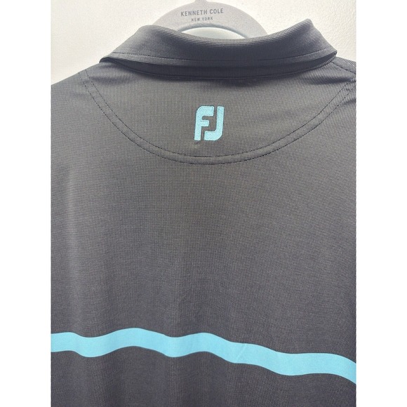 FJ FootJoy Polo Golf Shirt Short Sleeves‎ Dark Gray Turquoise Men's L #42 - Picture 6 of 7